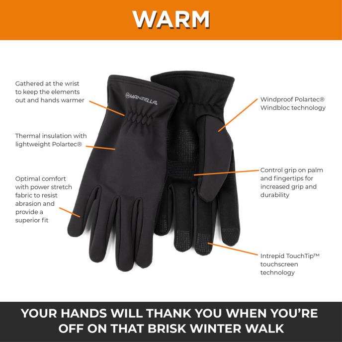 Mens Manzella Glove Warm Black Extra Image 2